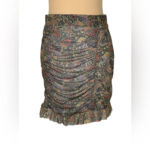 Free People Romi Mesh Paisley Mini Skirt New Medium - Picture 3 of 10